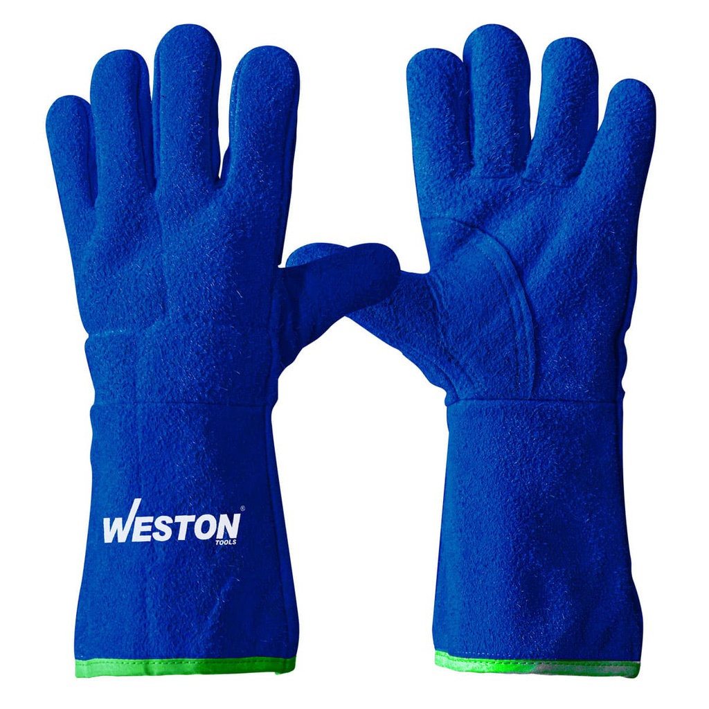 GUANTE SOLDADOR AZUL C/ REF. PERICO, HILO KEVLAR (Precio x par - Empaque c/25 pares)