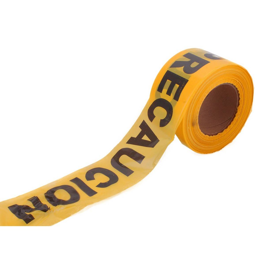 CINTA AMARILLA LEYENDA PRECAUCION (EMPAQUE C/5 PZAS - PRECIO X PIEZA)