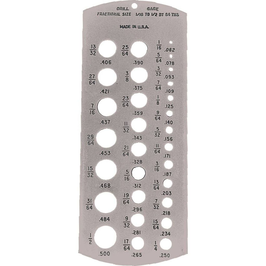 GAUGE / CALIBRADOR P/BROCAS 1/16"-1/2" (64's)