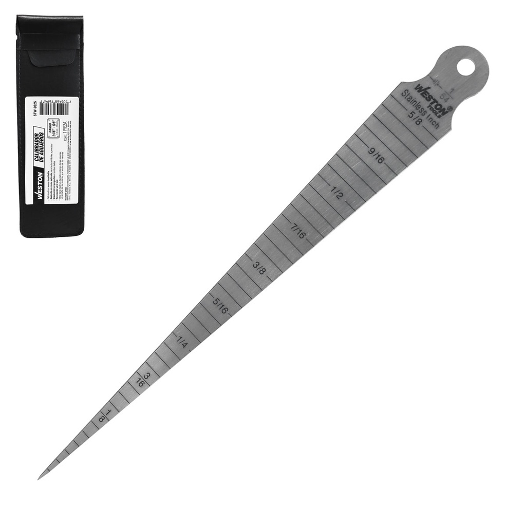 CALIBRADOR DE AGUJEROS 1/16" - 5/8" X 1/64"
