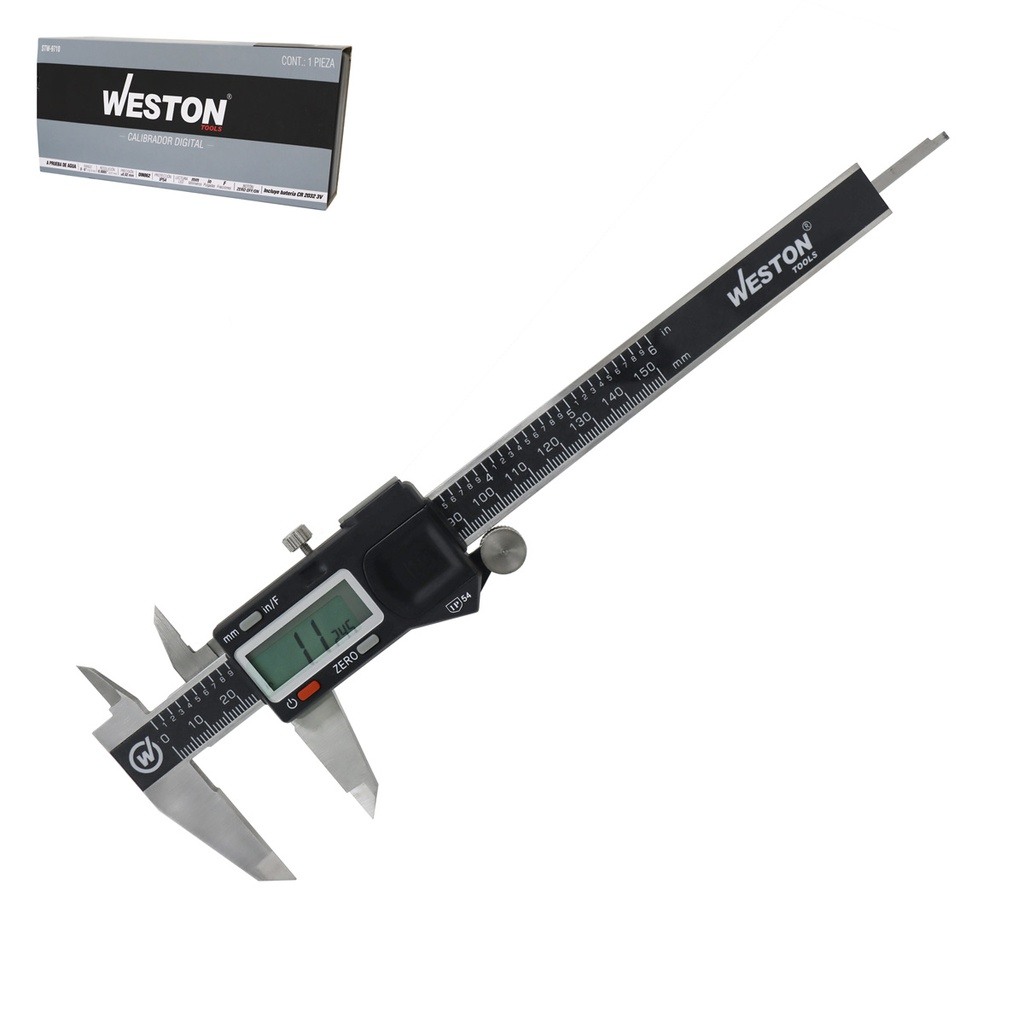 CALIBRADOR DIGITAL IP54 A PRUEBA DE AGUA 6" MM/PULGADAS / SALIDA DE DATOS