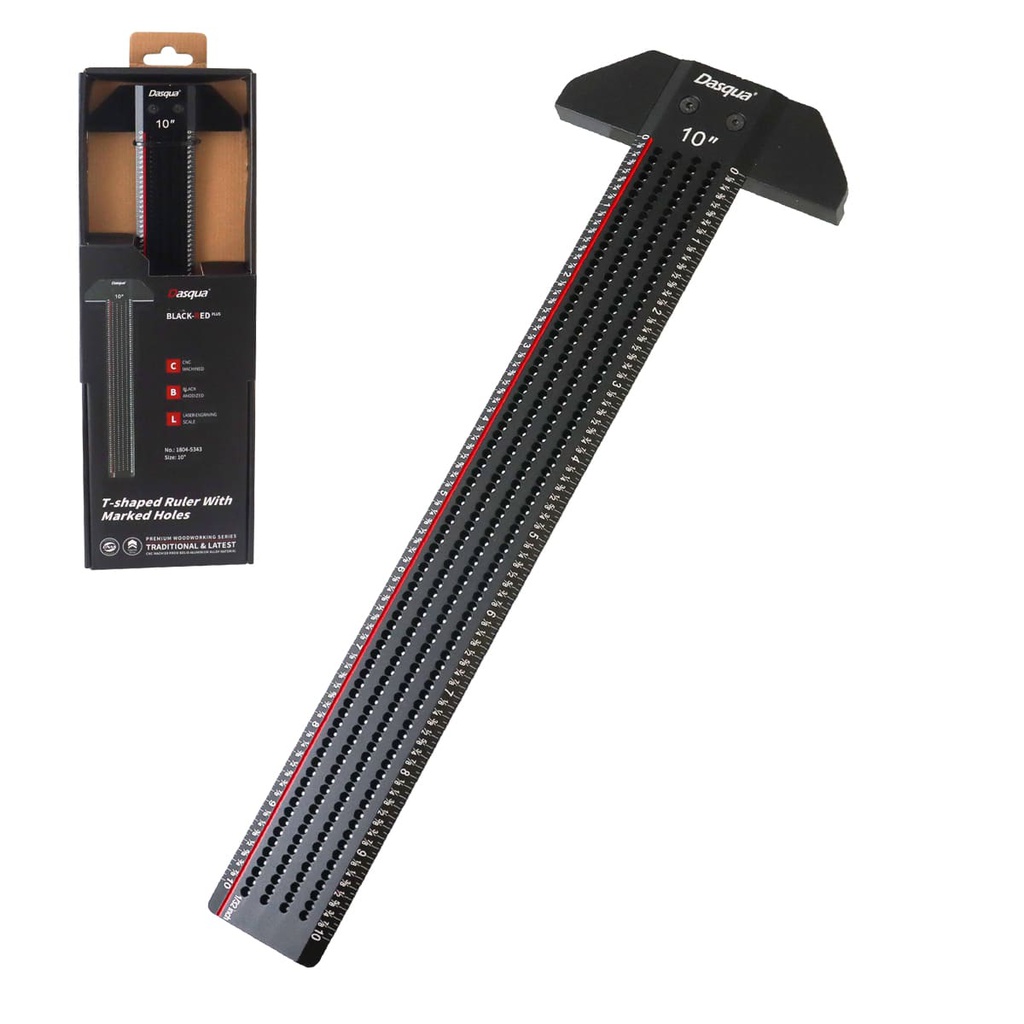 REGLA DE ALUMINIO EN FORMA DE T CON AGUJEROS PARA MARCADO 10"