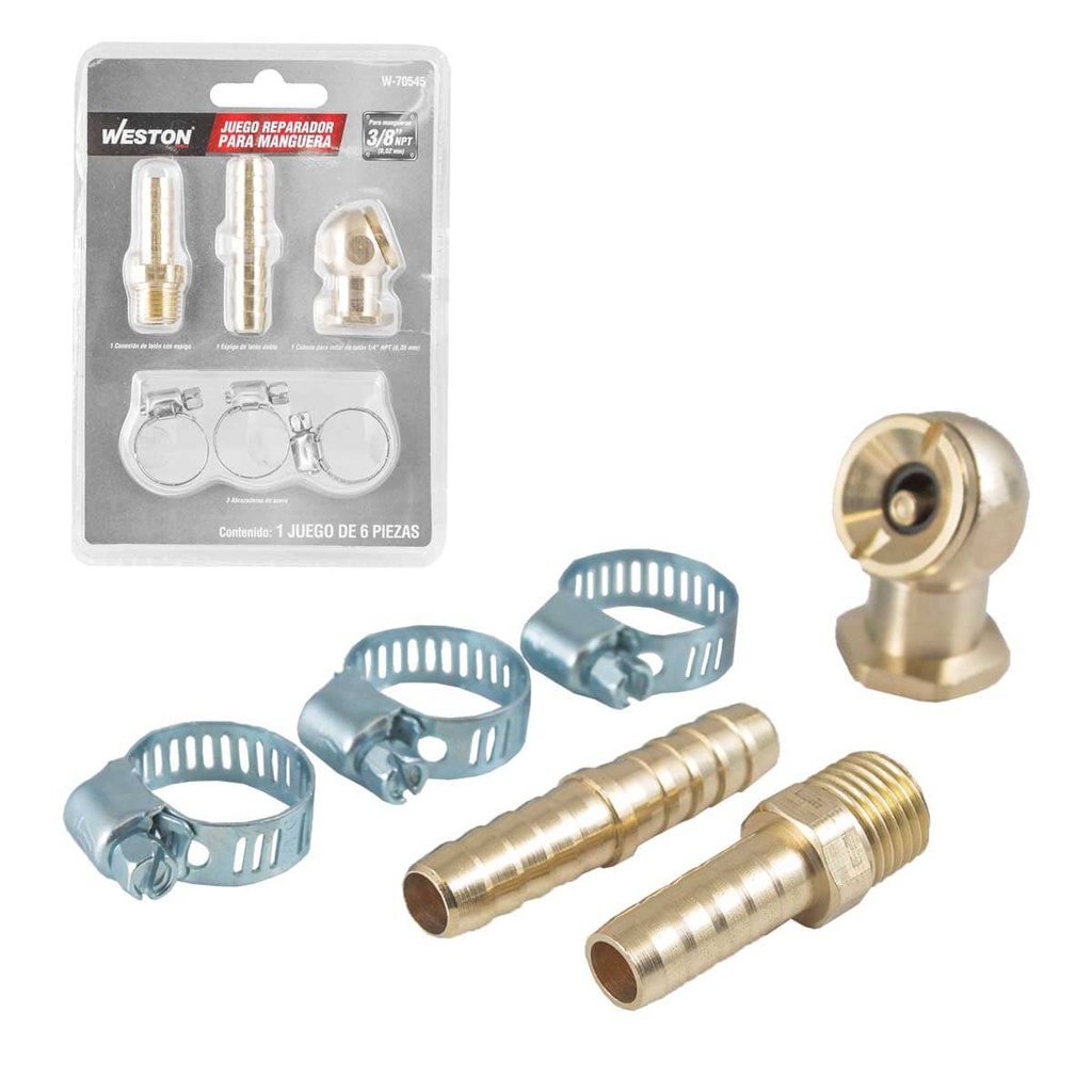 JUEGO REPARADOR PARA MANGUERA DE 3/8'', 6 PIEZAS