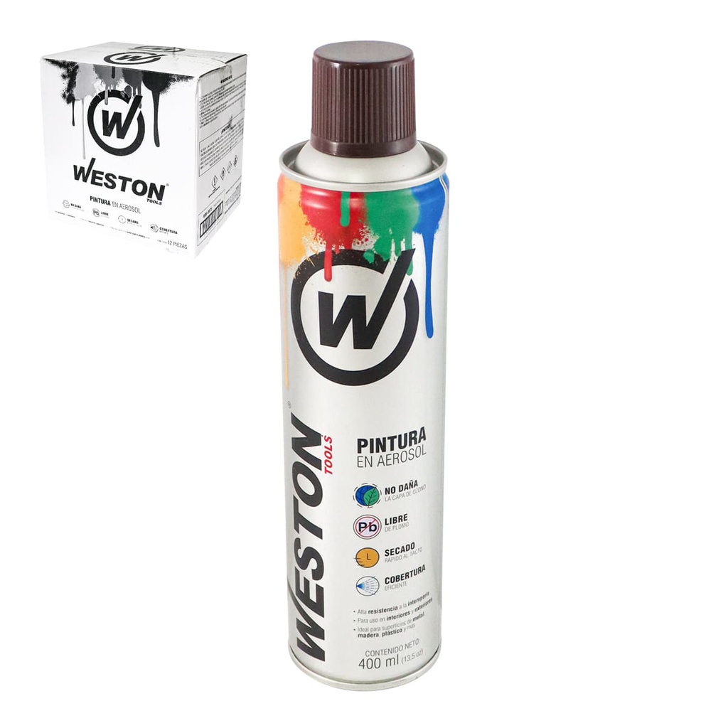 PINTURA AEROSOL CAFE MADERA 400ml (Caja C/12 pzs)
