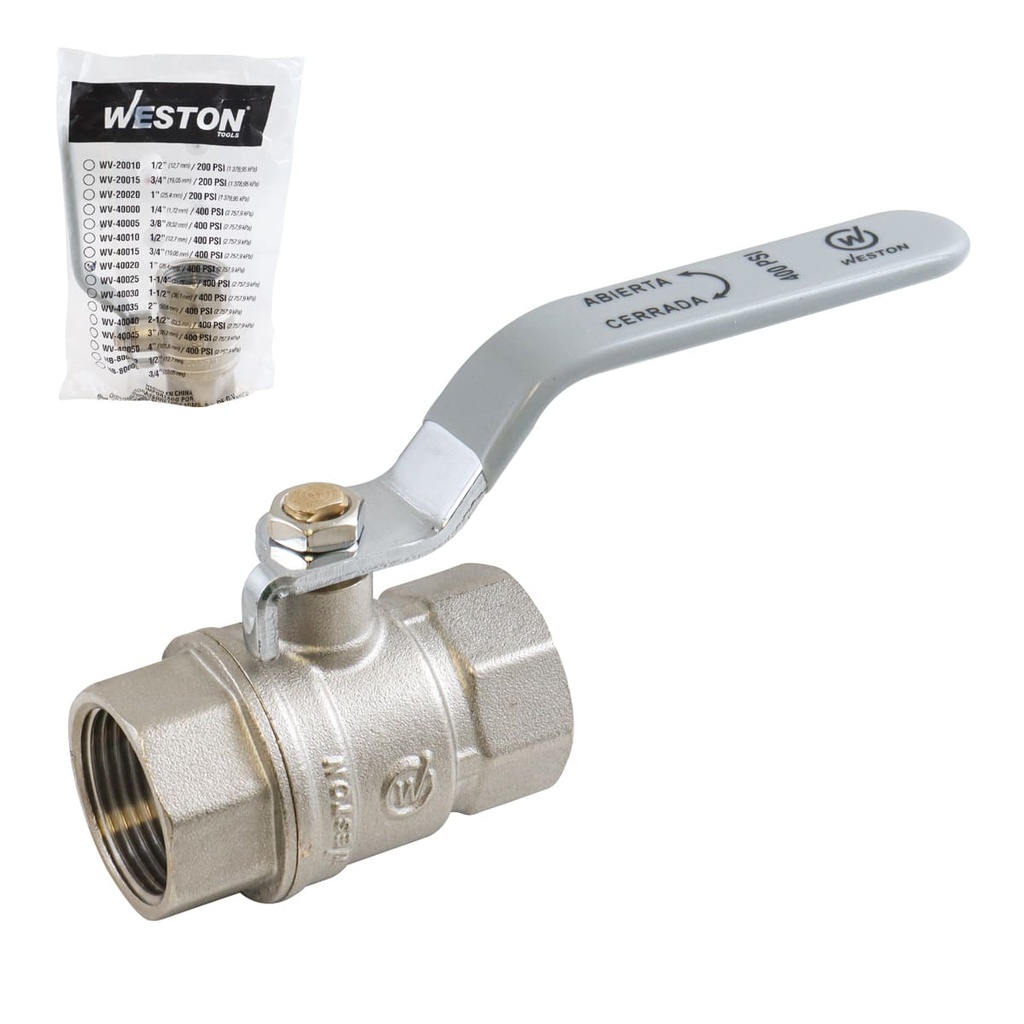 VALVULA DE ESFERA NIQUELADA ROSCABLE WOG 400 1" (CAJA C/6 PZAS - PRECIO X PIEZA)