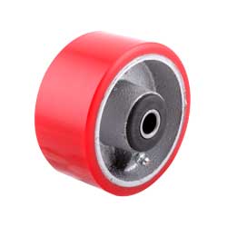 RUEDA FIERRO VACIADO C/PU ROJA 6X2" C/BALERO