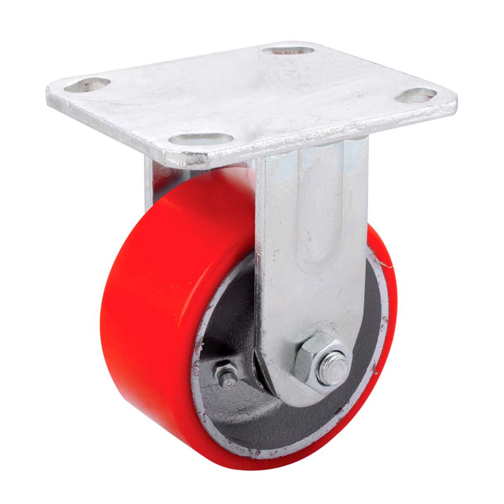 RODAJA FIERRO VACIADO C/PU FIJA ROJA 4X2"