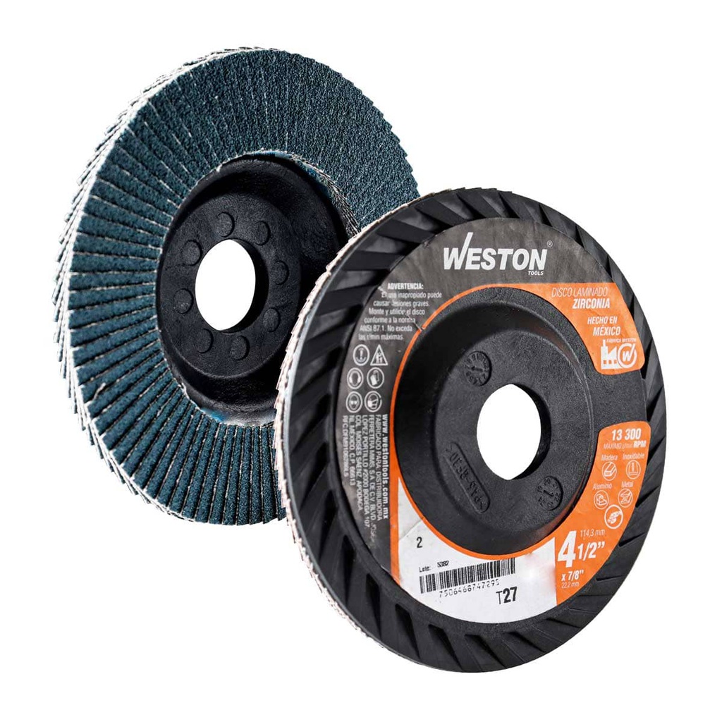 DISCO LAMINADO WESTON ZIRCONIO 4-1/2X7/8" G40 T27 PLASTICO