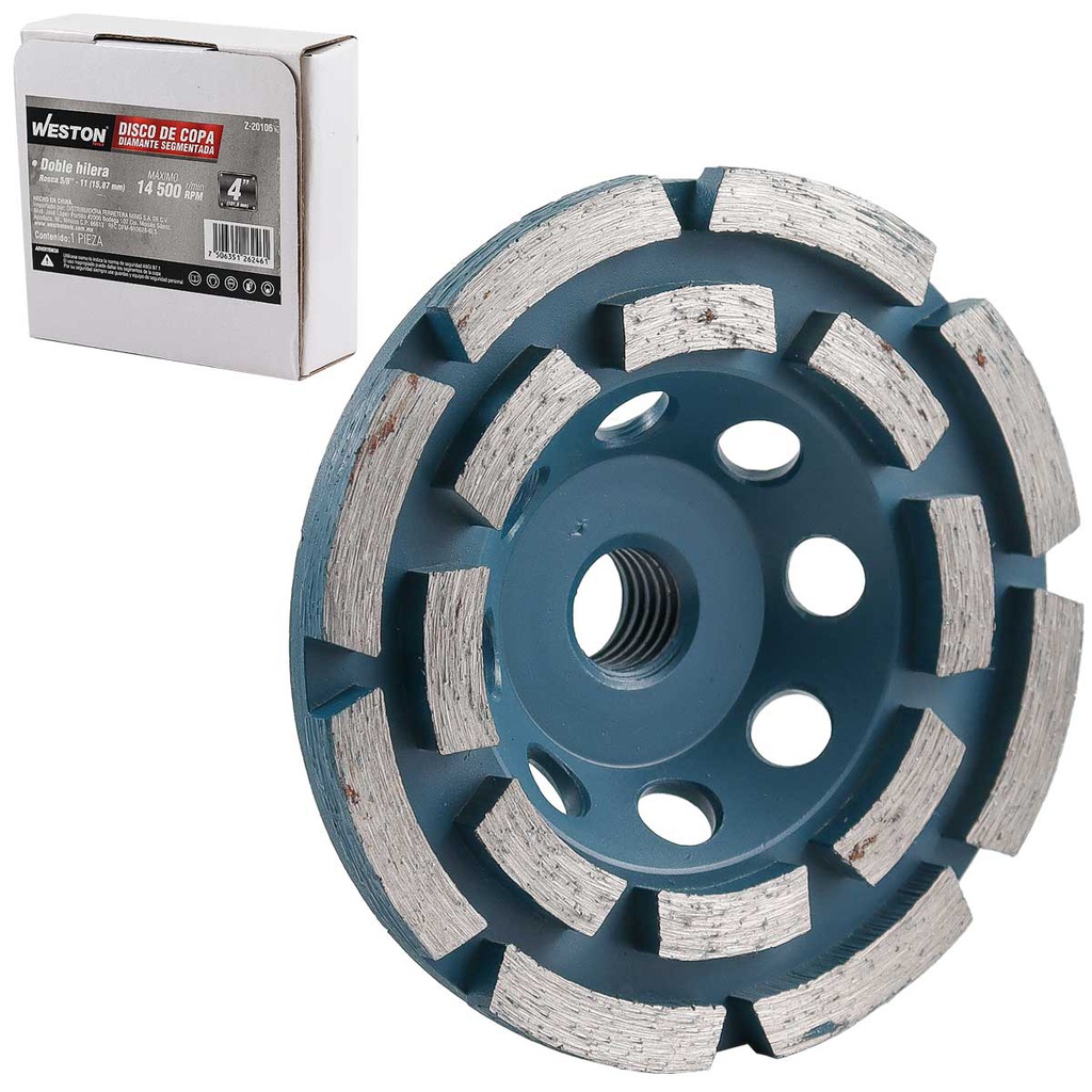 DISCO COPA DIAMANTE 4" DOBLE (5/8"-11)