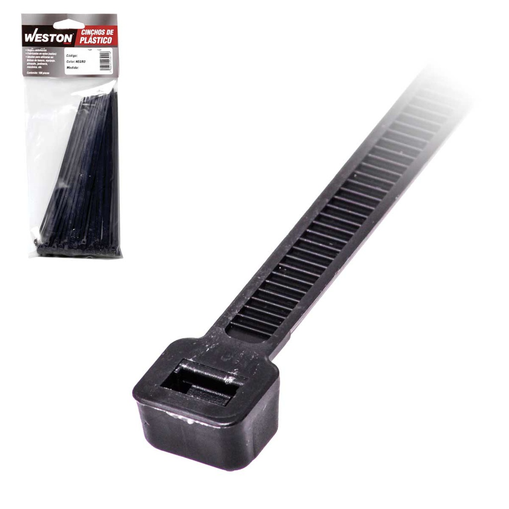CINCHO PLASTICO NEGRO 4.8 X 450MM    (bolsa c/100)
