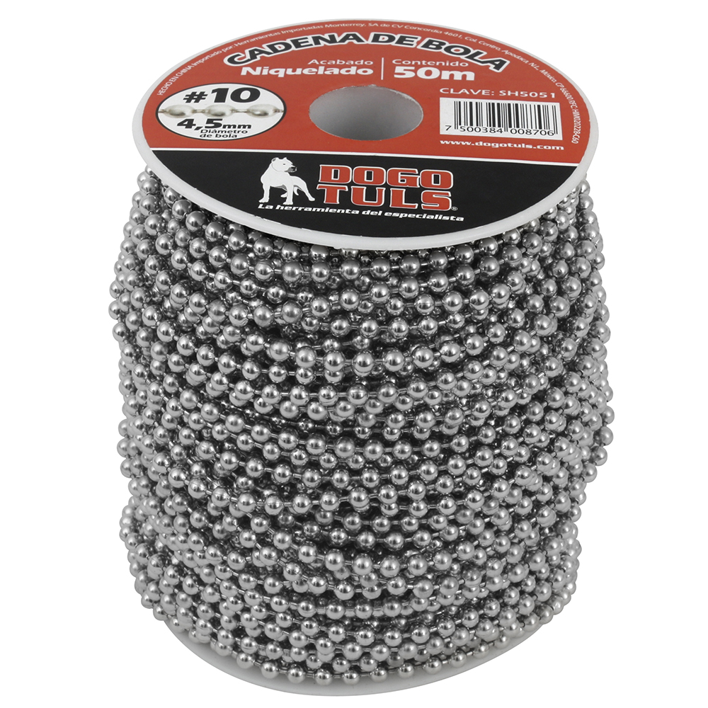 CADENA DE BOLA #10 4.5mm NIQUELADA 50m