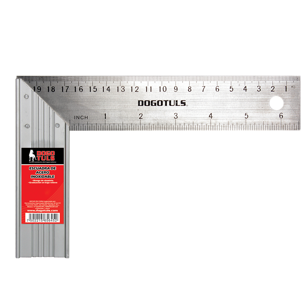 ESCUADRA CARPINTERO 8" ACERO INOX DOGO