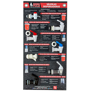 MUESTRARIO VALVULAS DISPENSADORAS 7 PZ