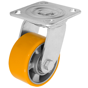 RODAJA ALUMINIO PU NARANJA GIRATORIA 4"