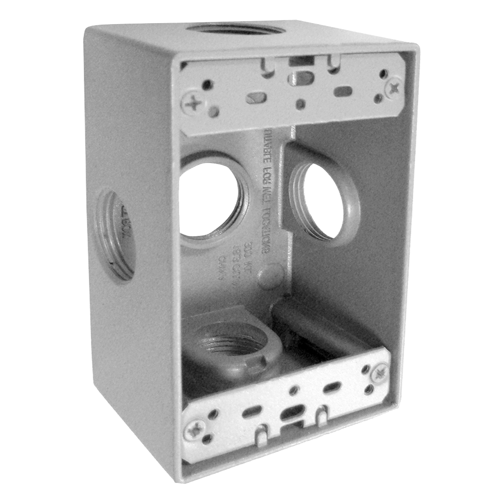 CAJA RECTANGULAR DE ALUMINIO CON 5 ORIFICIOS 3/4”