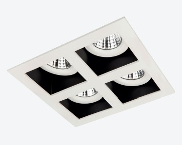 LUMINARIO CUADRADO DE EMPOTRAR LED 3 SALIDAS FIJO ESPECULAR CON REFLECTOR CUADRADO BLANCO 3X10W 110-240V~ 60Hz