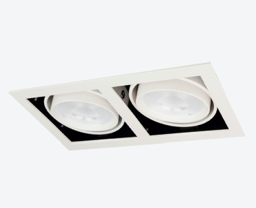 LUMINARIO CUADRADO DE EMPOTRAR LED 2 SALIDAS DIRIGIBLE CON REFLECTOR CIRCULAR DE ACRILICO BLANCO 10 W 110-240 V~ 60 Hz 3 000 K 1 750 lm