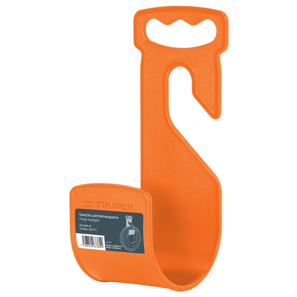 Gancho plastico naranja para manguera de jardin, Truper