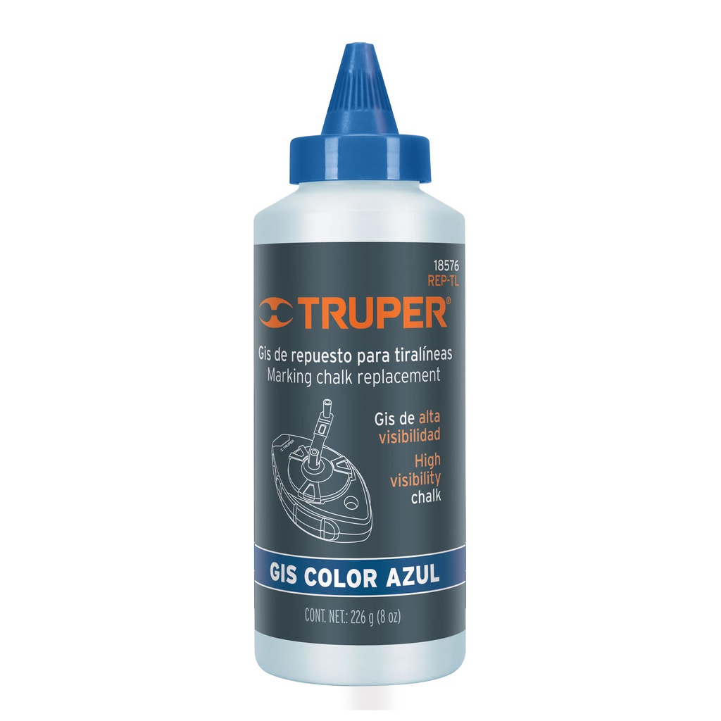 Gis azul para tiralineas, alta visibilidad, 8 oz, Truper