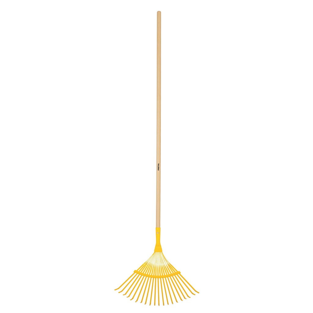 Escoba metalica para jardin, curva, 20 dientes, mango 48'