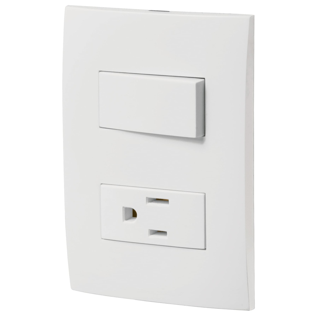 Placa armada contacto e interruptor, linea Oslo, blanco