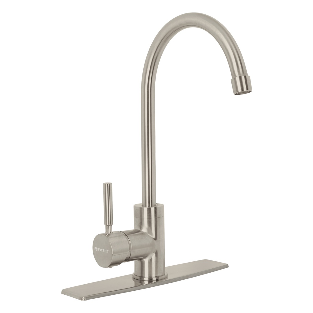 Monomando para fregadero, cuello alto, satin, Foset Tubig