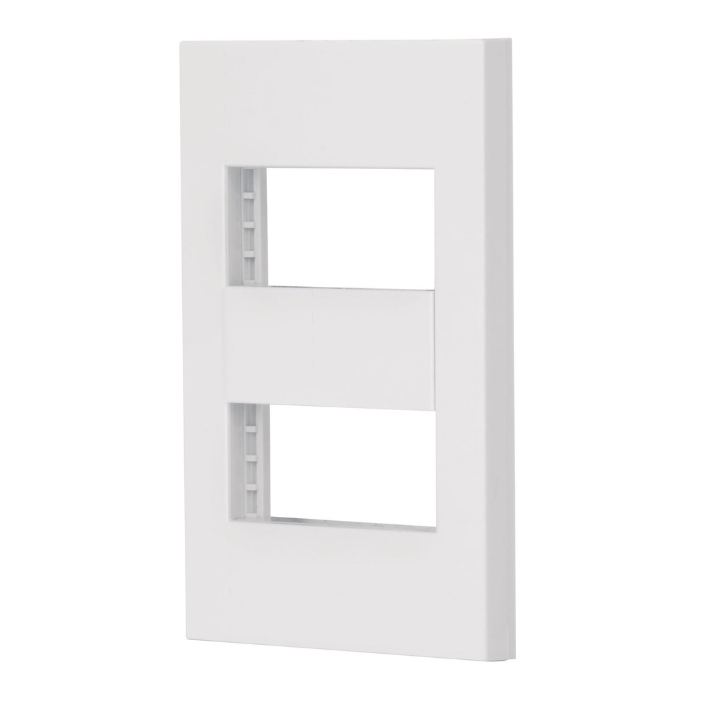 Placa 2 ventanas, 1 modulo, linea Española, color blanco