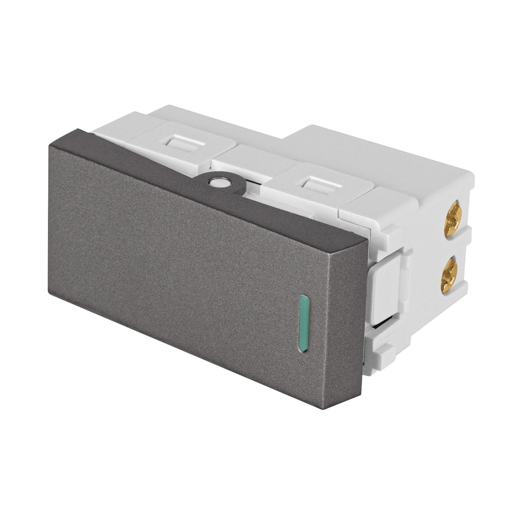 Interruptor sencillo acero inox de 1 modulo, linea Lisboa