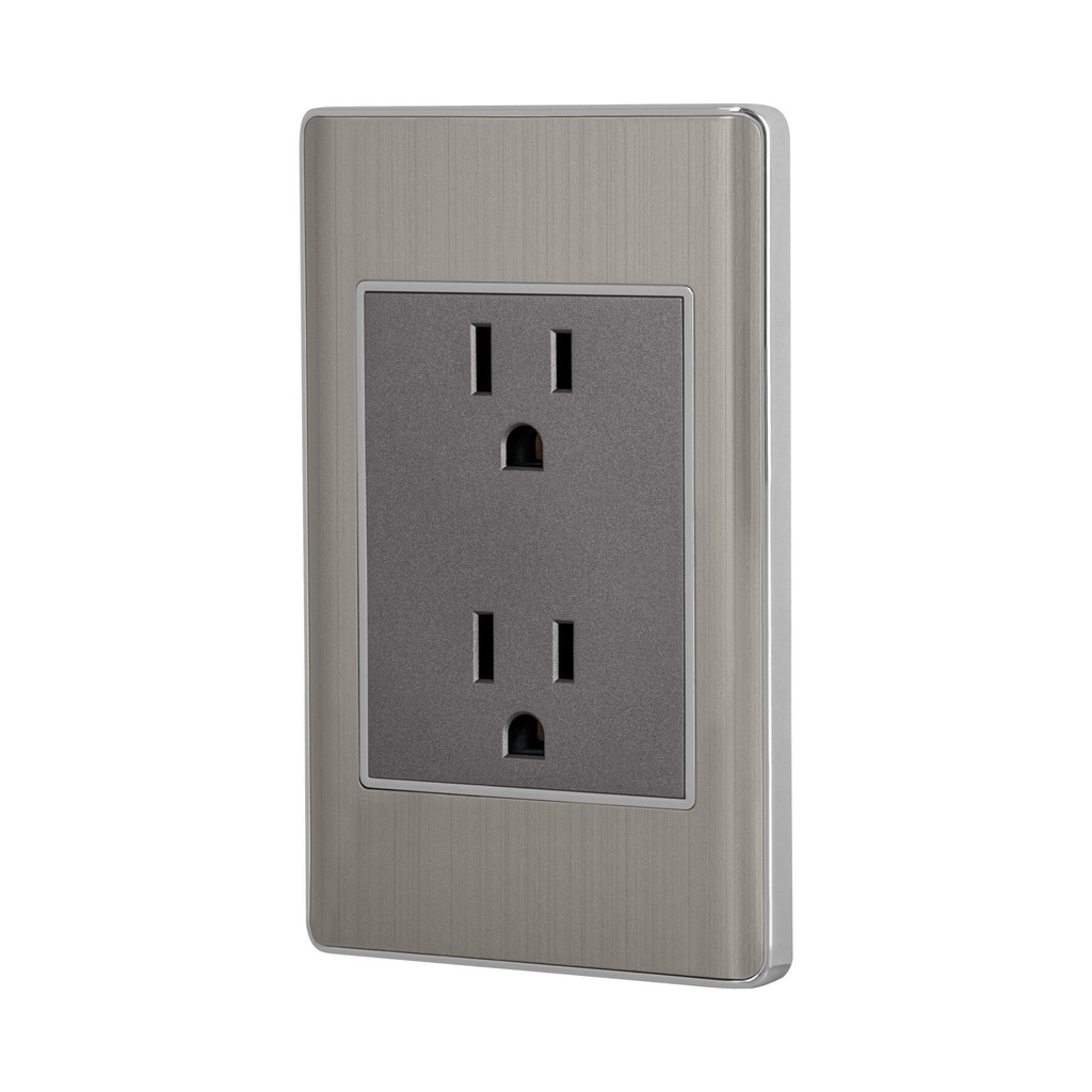 Placa armada acero inox contacto duplex 3 modulos, Lisboa