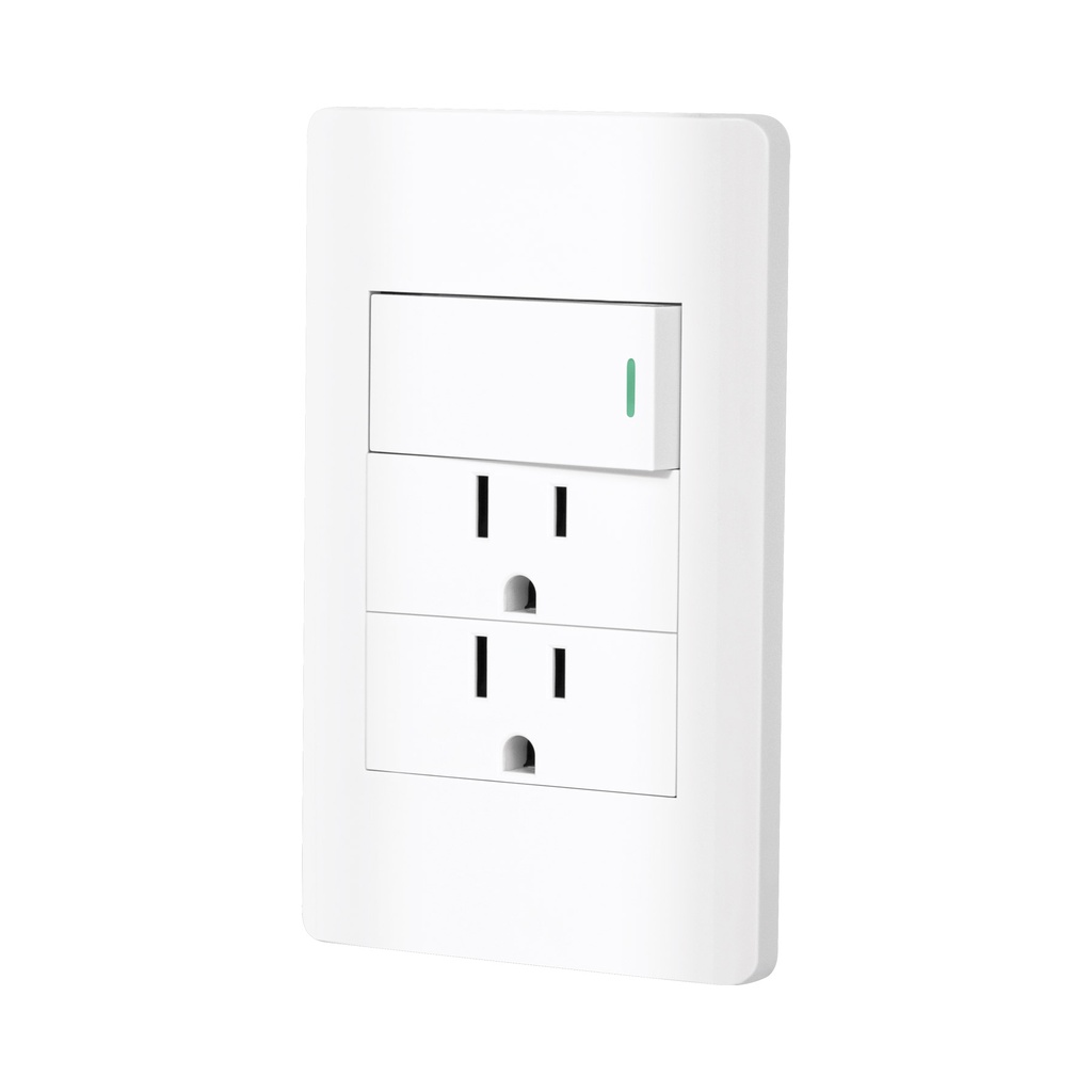 Placa armada blanca interruptor y 2 contactos 1 mod, Lisboa