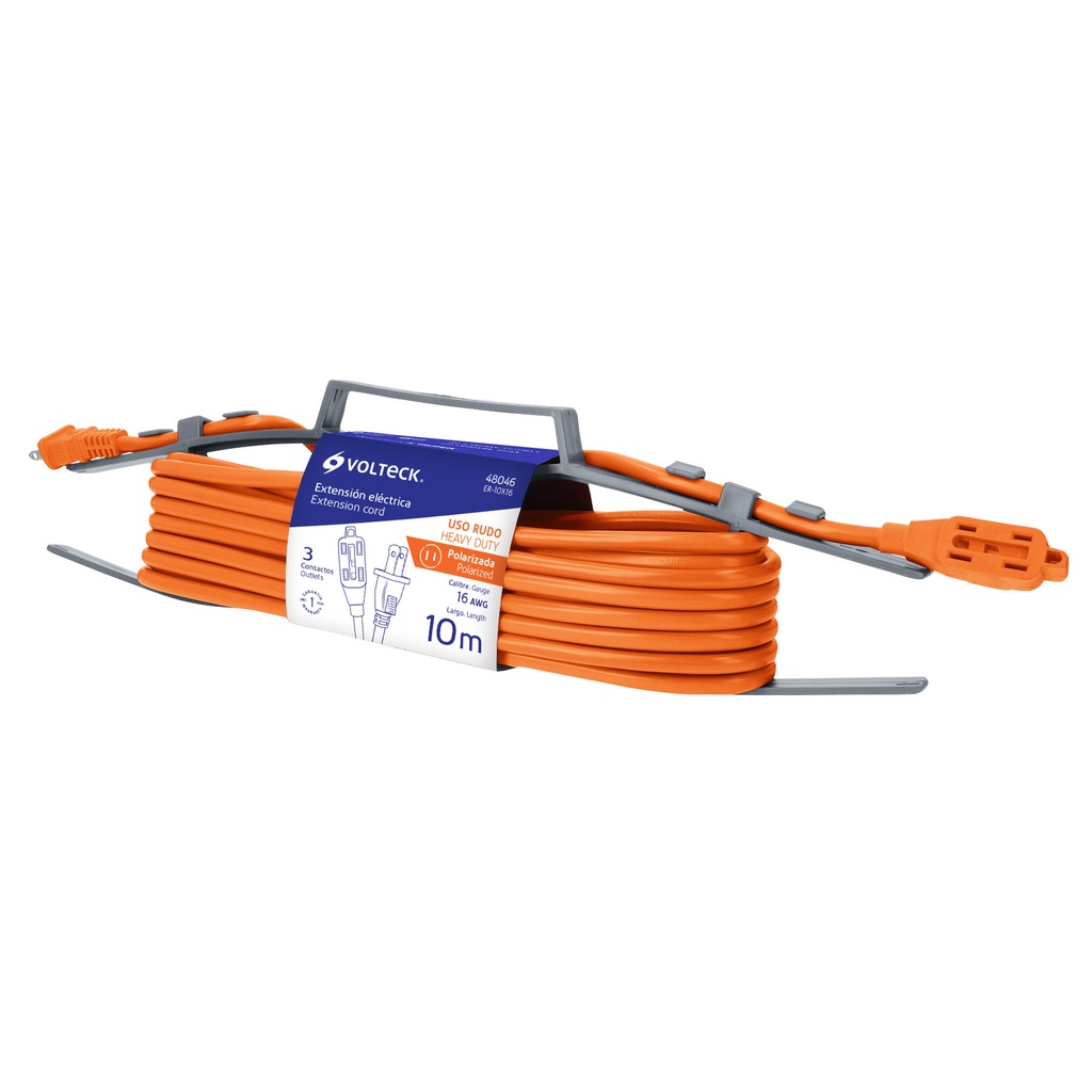 Extension electrica de uso rudo 10 m 2x16 AWG, Volteck