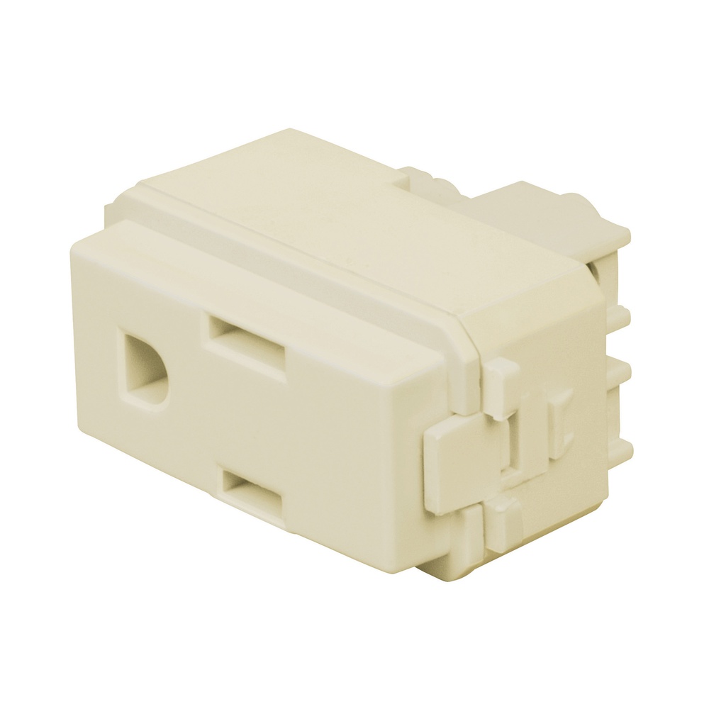 Contacto sencillo, 2 polos + tierra, linea Italiana, marfil