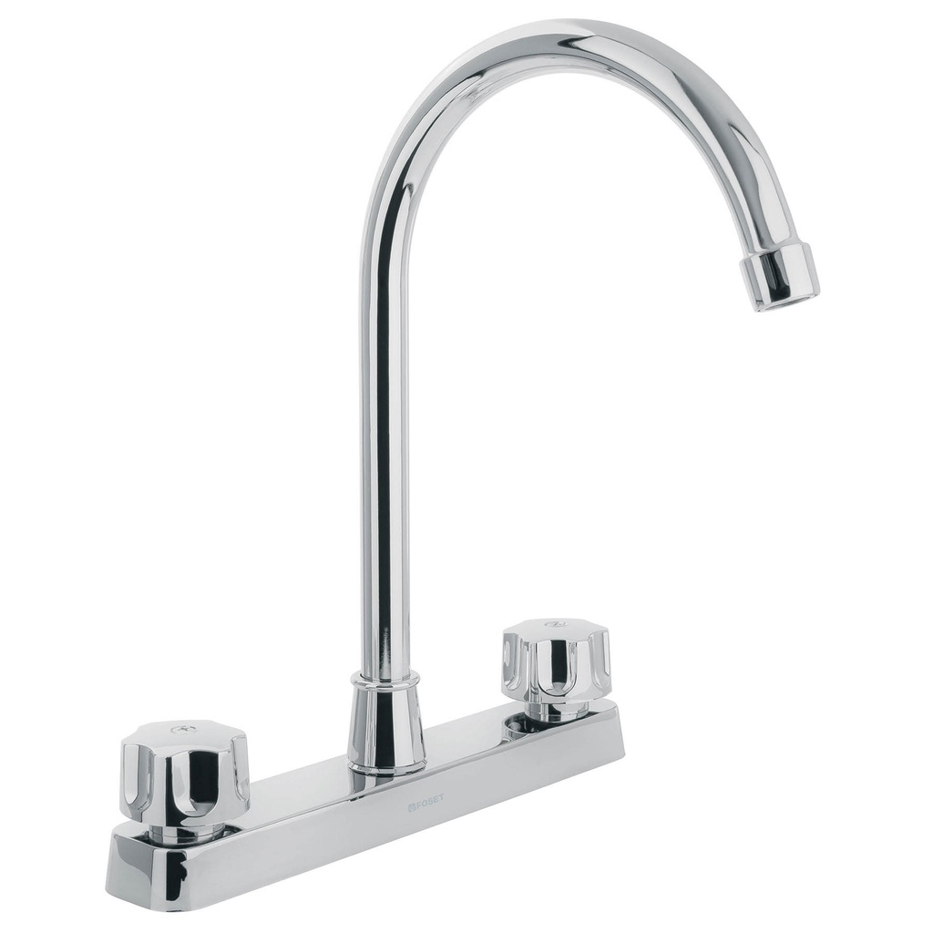 Mezcladora plastica 8' p/fregadero, cuello alto, hex Basic