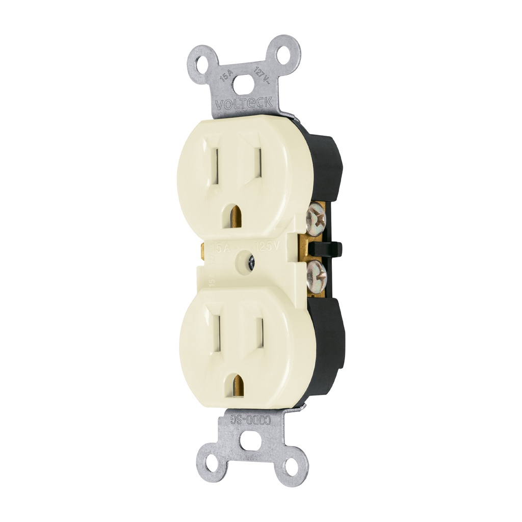 Contacto duplex, 2 polos 3 hilos, Standard, granel, marfil