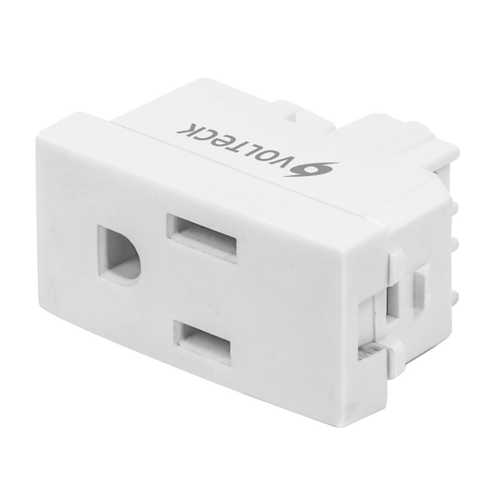 Contacto sencillo, 2 polos + tierra, linea Oslo, blanco