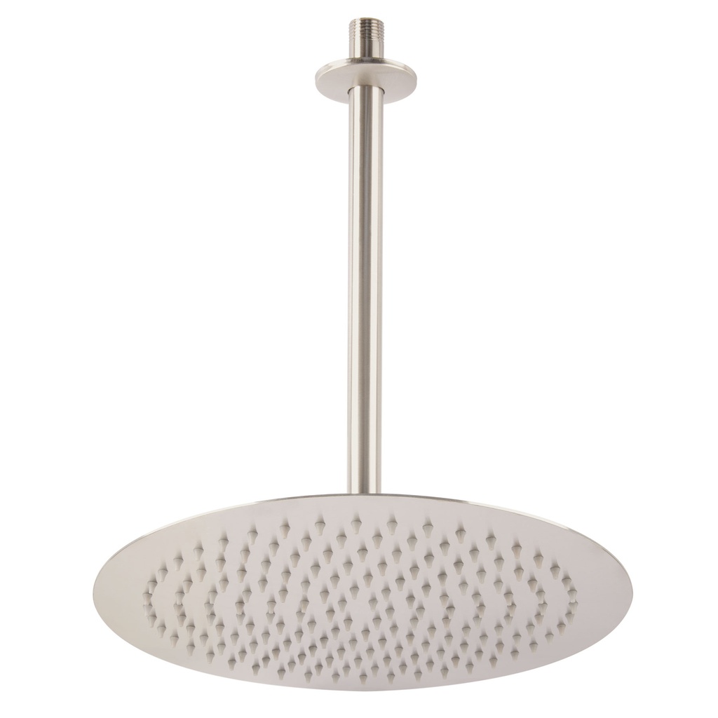 Regadera satin 12' plato redondo delgado con brazo, Riviera