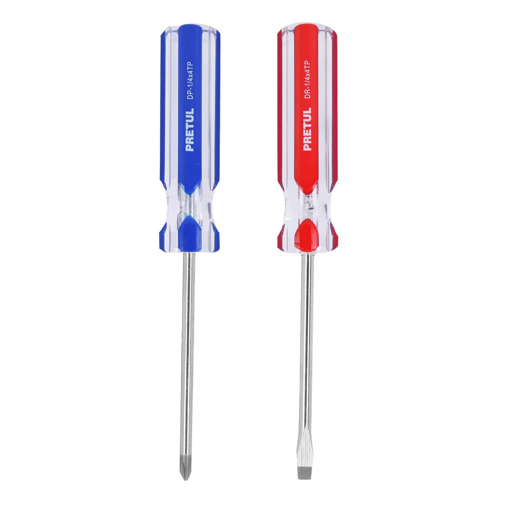 Duo de desarmadores 1/4 x 4' mango de PVC, Pretul