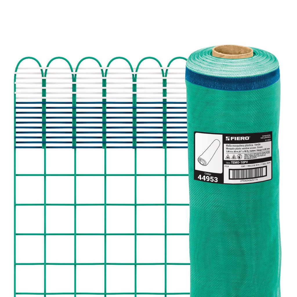 Rollo de 30 m x 1.05 m de malla mosquitera plastica verde