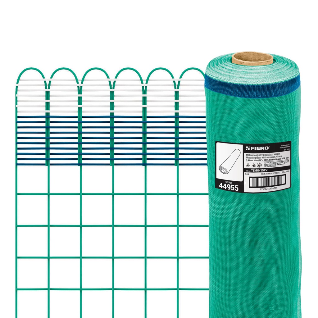 Rollo de 30 m x 1.5 m de malla mosquitera plastica verde