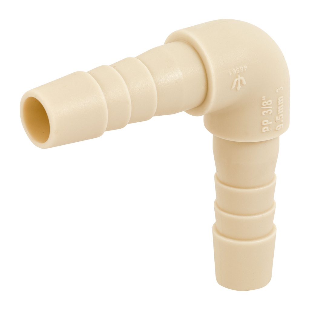 Codo 90° insercion de 3/8' de polipropileno, Foset