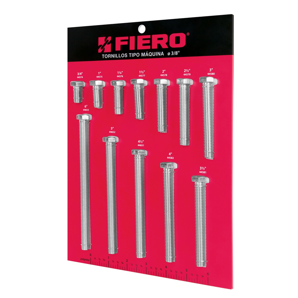 Exhibidor Fiero con tornillos tipo maquina, 3/8'