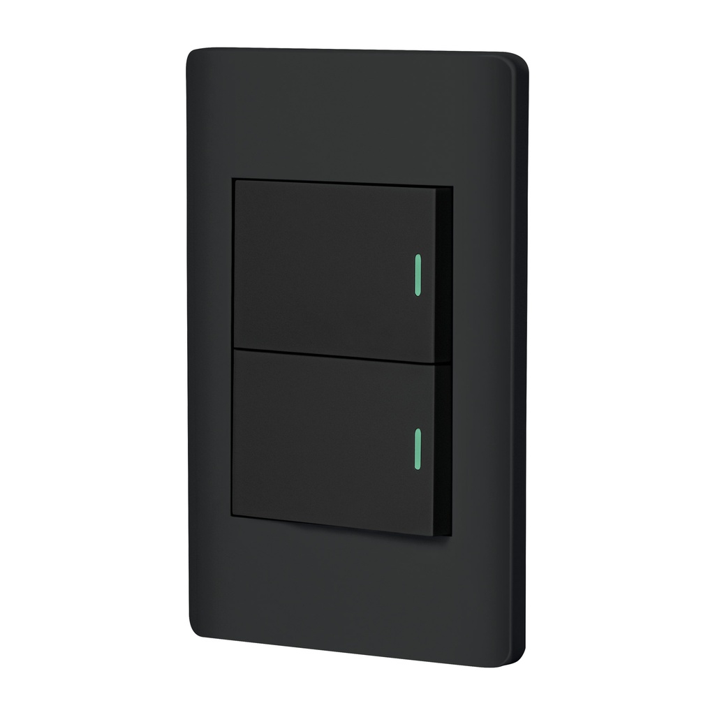 Placa armada negra 1 interruptor y 1 de 3vias 1.5mod,Lisboa