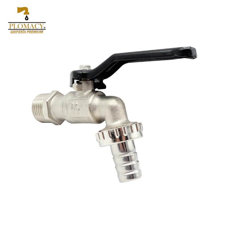 Llave Jardin Esfera con Palanca 1/2" 100% Laton con Acabado Niquelado Plomacy (LLJPL)