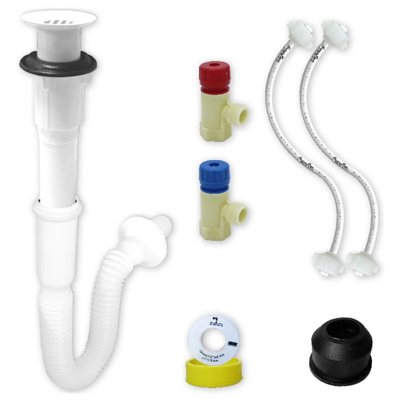Kit De Instalacion Para Lavabo Con CespoPractick Rejilla Blanca, FF Polimax 1/2" x 45cms. (3290)