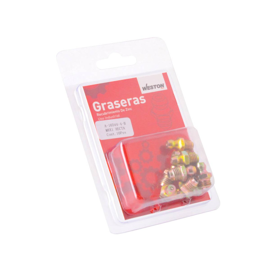 GRASERA M8 X 1 RECTA BLISTER DE 10 PIEZAS
