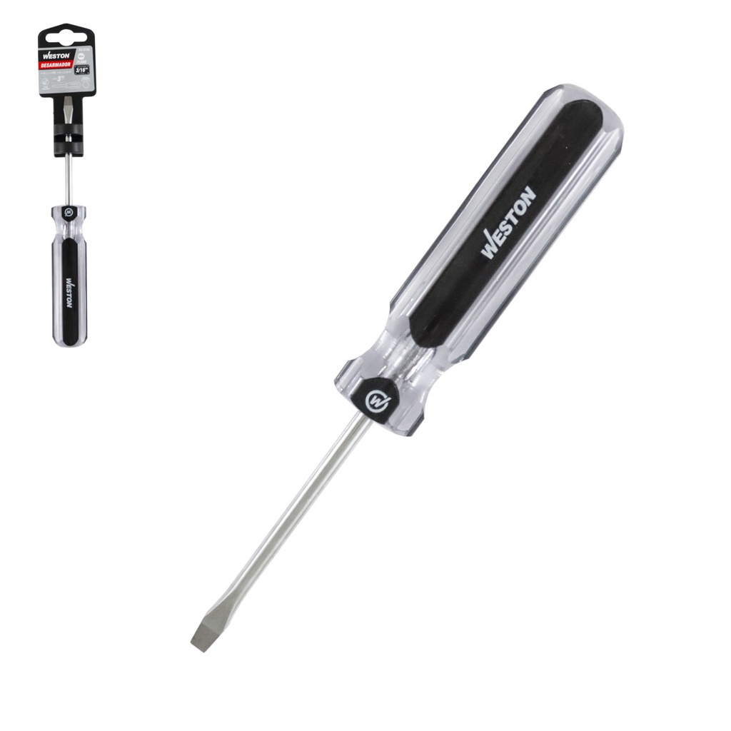 DESARMADOR PLANO 3/16 X 3" MANGO PVC ASME-B107.600 (CAJA C/6 PZAS - PRECIO X PIEZA)