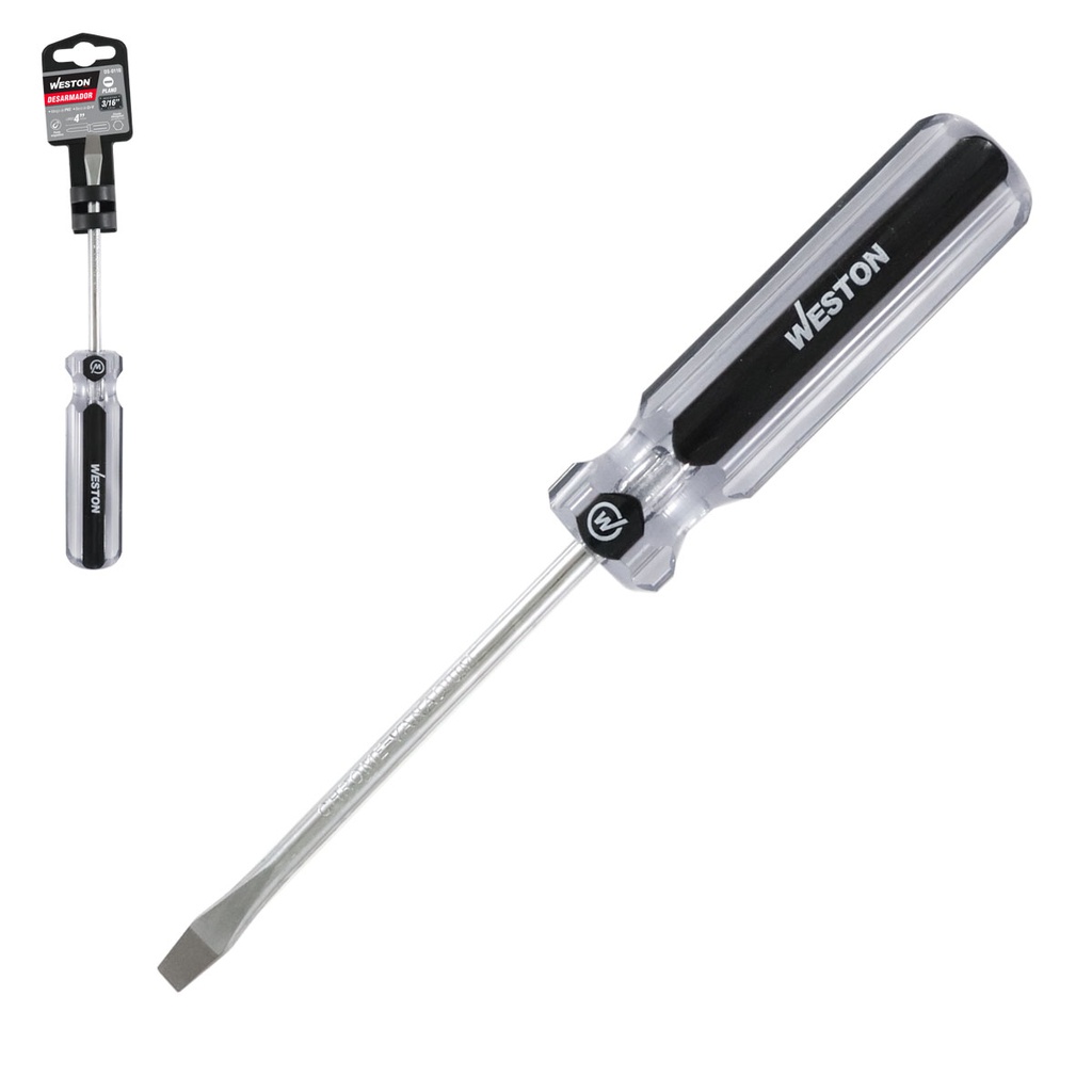 DESARMADOR PLANO 3/16 X 4" MANGO PVC ASME-B107.600 (CAJA C/6 PZAS - PRECIO X PIEZA)