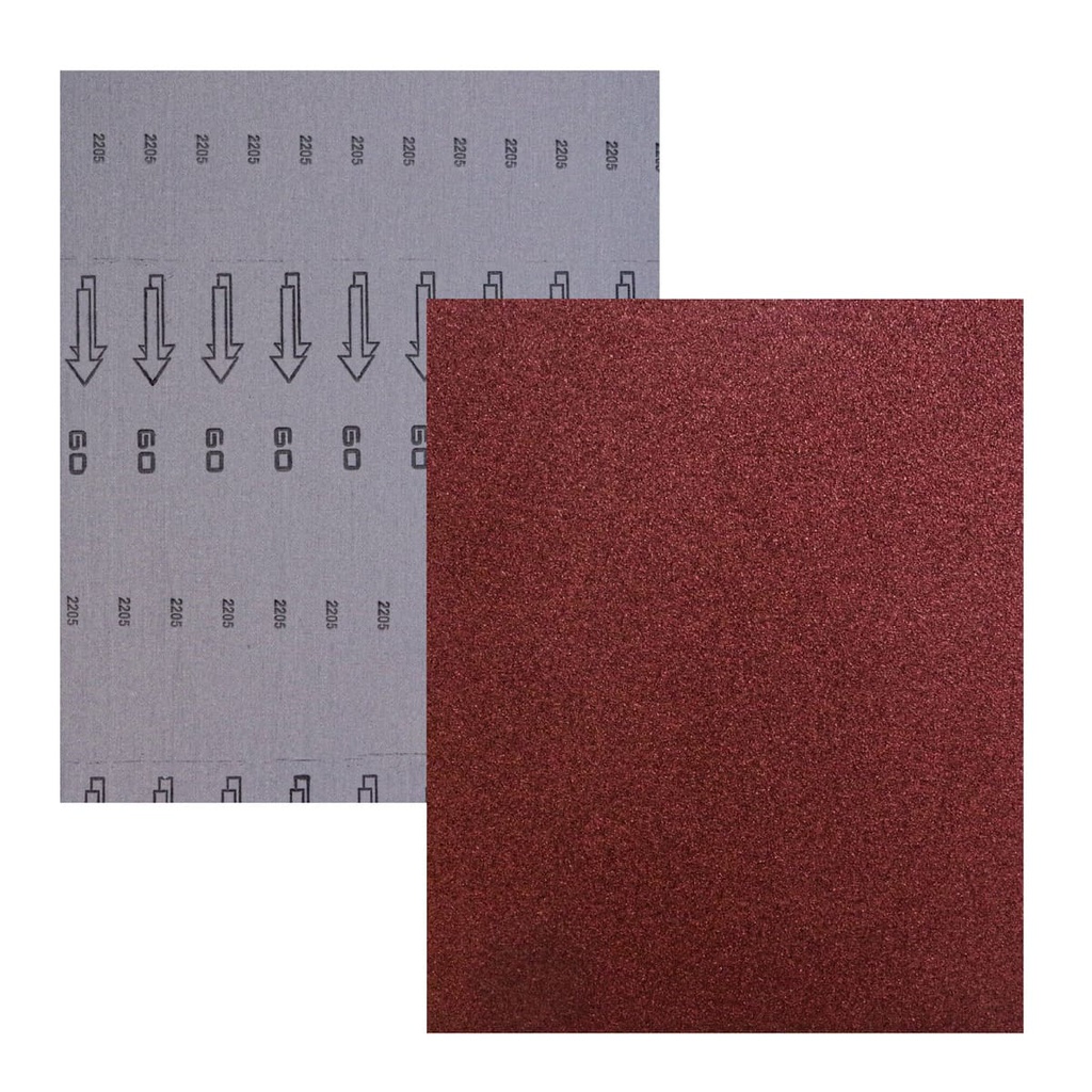 HOJA DE LIJA RESPALDO DE TELA OXIDO DE ALUMINIO 9" X 11" G060(Precio x pieza - Empaque c/25 pzas)