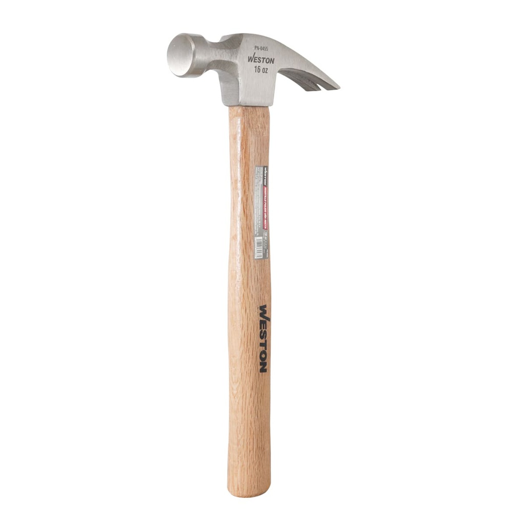 MARTILLO PULIDO UÑA RECTA 16 OZ MANGO 13" DE MADERA DURA