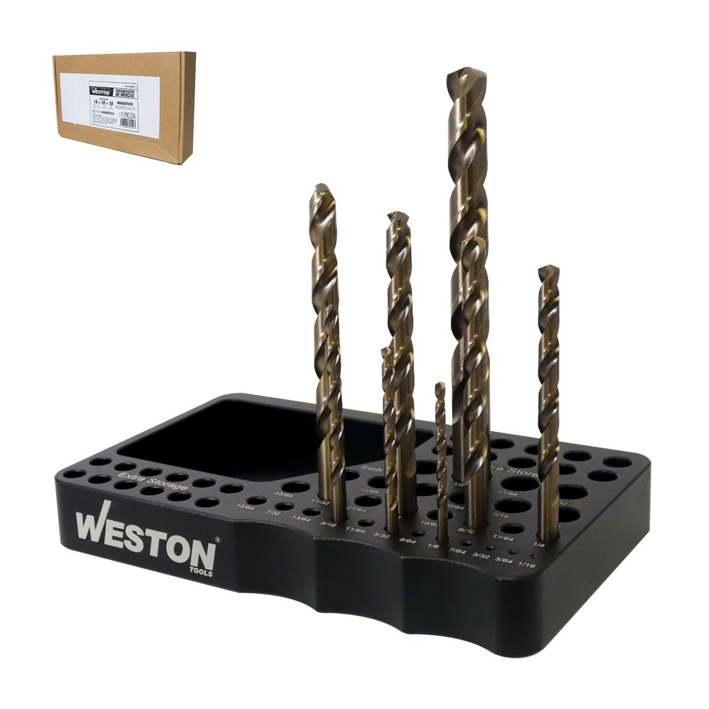 ORGANIZADOR BROCAS MAGNETICO 1/16"-1/2" (190x110x25mm) AGJ. EX. (12 DE 1/4" &amp; 10 DE 3/8")